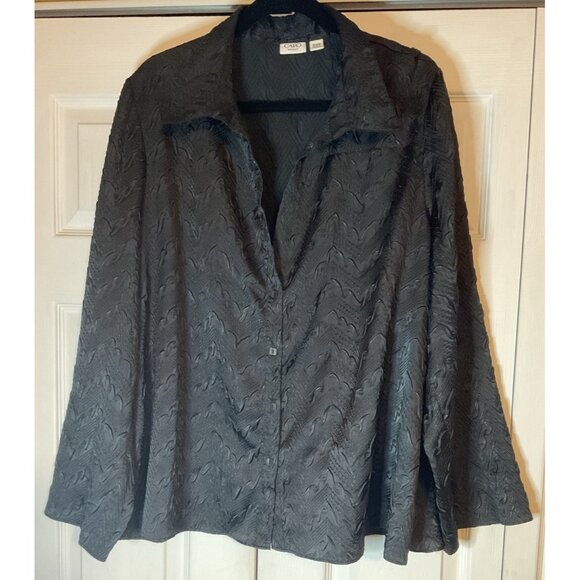 Cato Woman Black Textured Button Up Blouse 22/24W - Picture 1 of 6